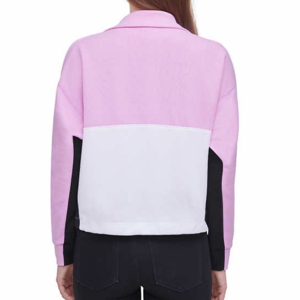 DKNY • Sport Pink/White Colorblock Half-Zip Pullover Sweatshirt, S - Picture 3 of 16
